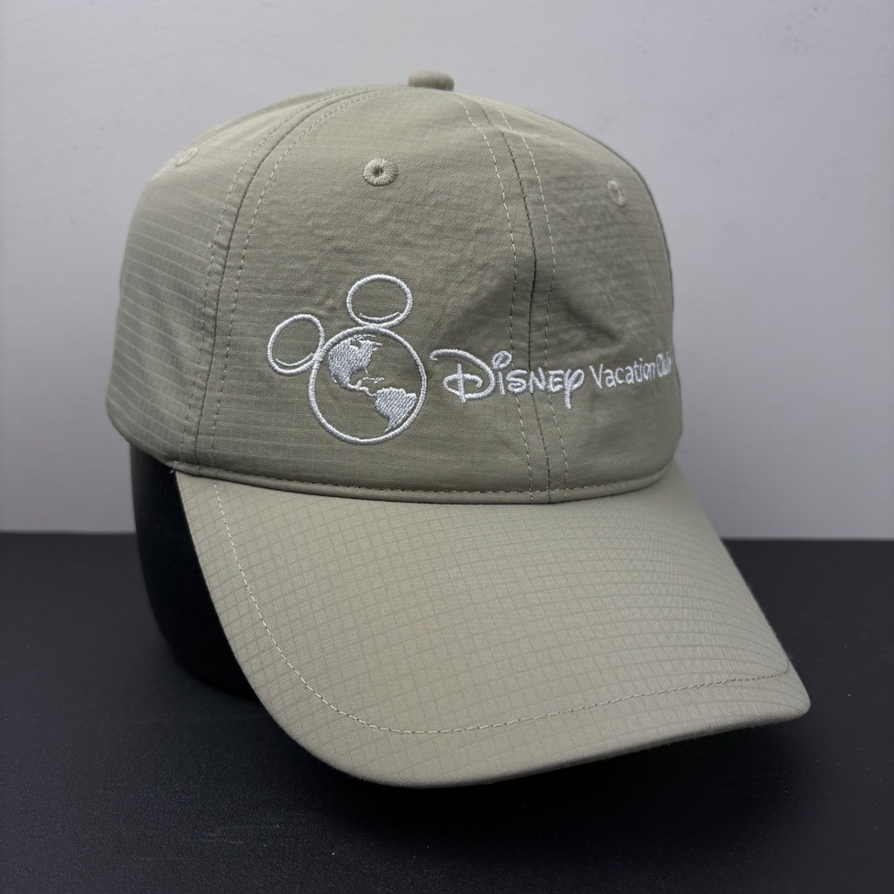 Disney Vacation Club DVC Mickey Globe Tan Ripstop Lightweight Strapback Hat Cap